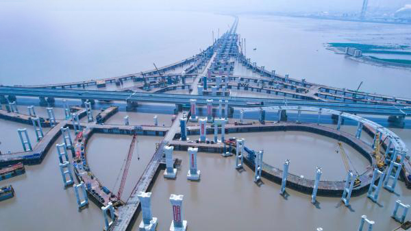 Det siste haugfundamentet til binhai-utvekslingen til Hangyong multipellinje ningbo fase I-prosjektet ble fullført