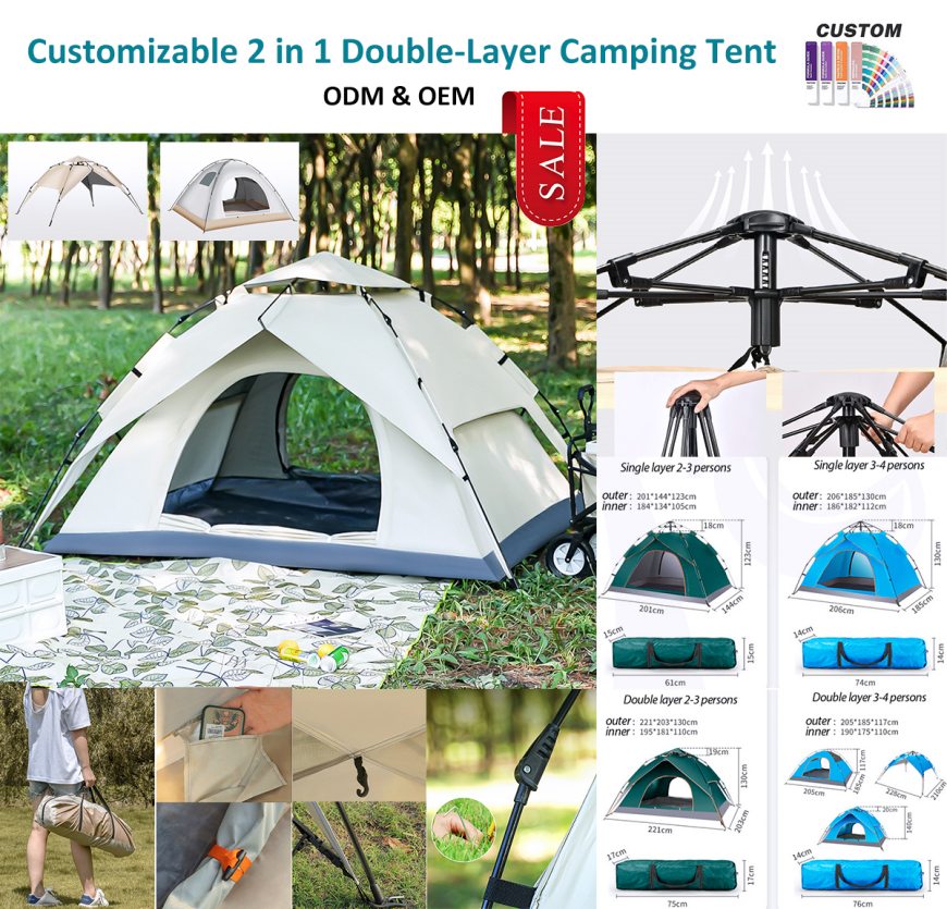 Hurtigoppsett telt for camping som fungerer som en strandbaldakin!