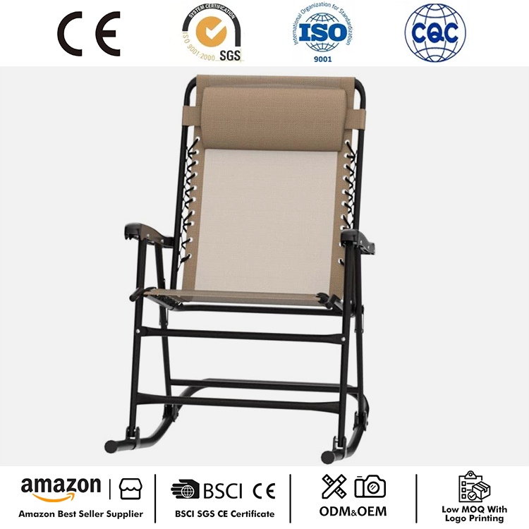 Outdoor Zero Gravity Folding Lounge Rocker med pute